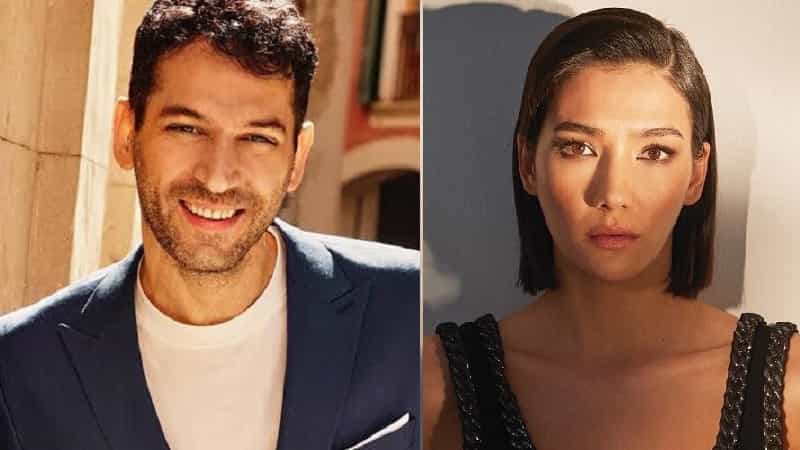 Aybüke Pusat with bob black hair Join Season 4 of "Teşkilat" on TRT Alongside Murat Yıldırım wearing a blue suit smiling new turkish tv series